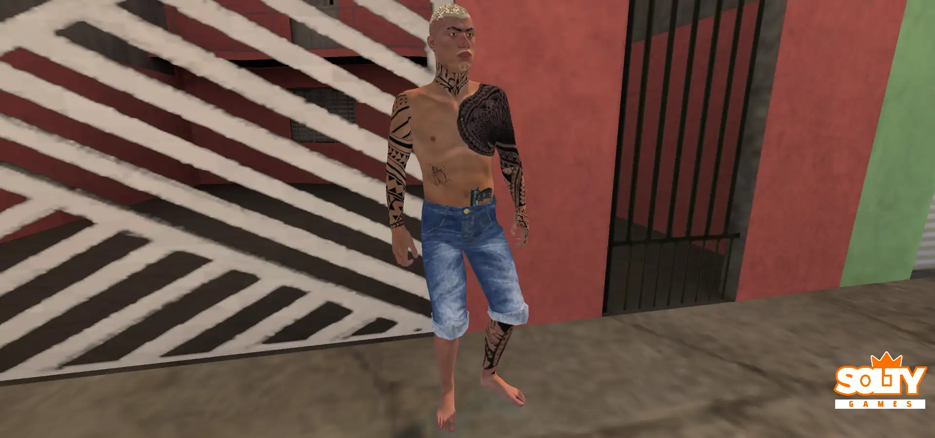 Skin – Pele Armamento Pistola Cromada na Cintura